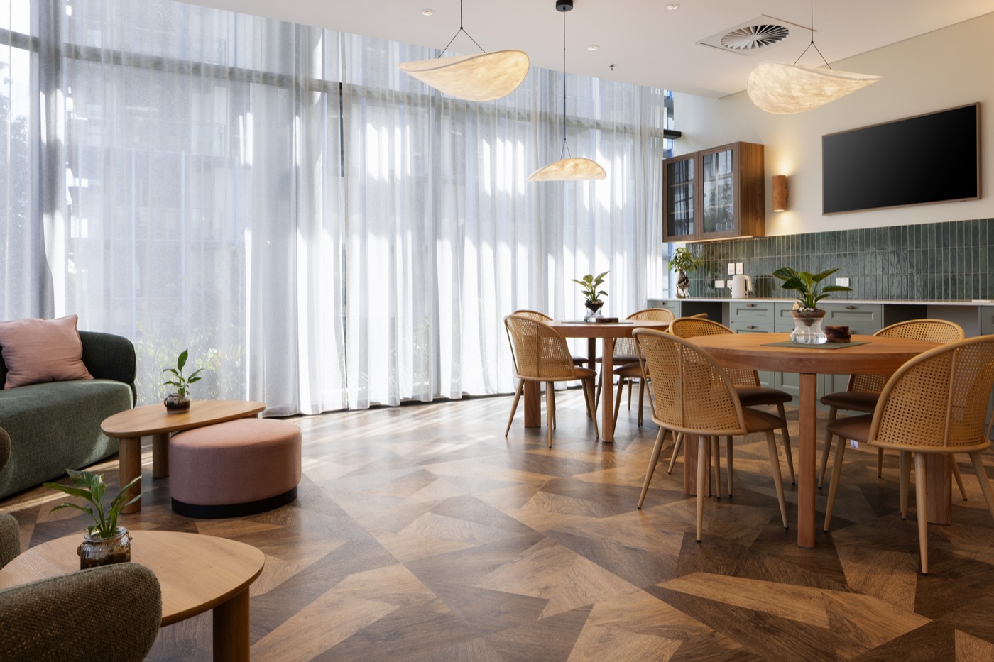 The light-filled communal space at the centre